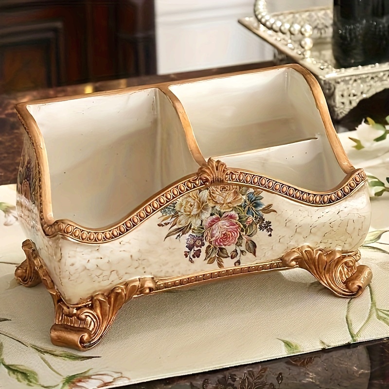 Chic Vintage Floral Resin Tray with Abstract Design