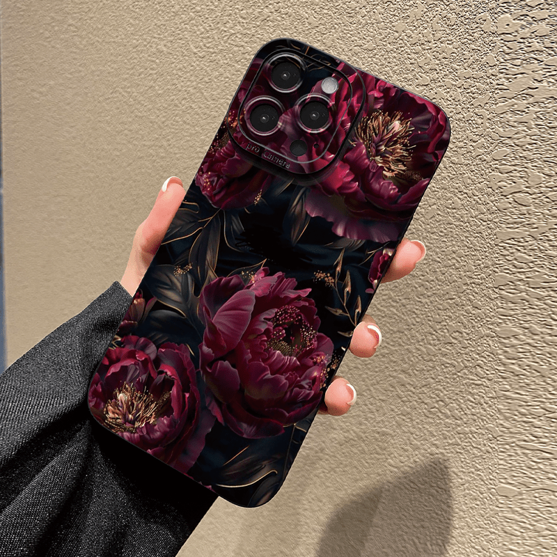 Luxe Dark Night Peony Blossom Pattern Angel Eye Phone Case