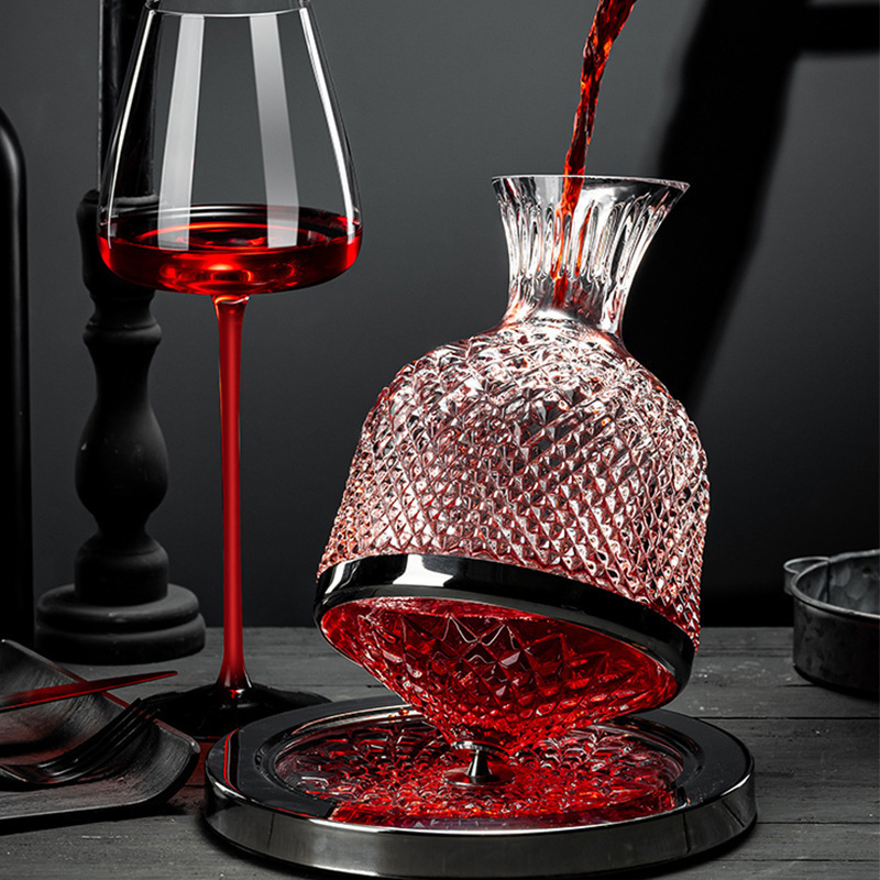 Luxurious Glass Red Wine Decanter Set with 2 Wine Glasses