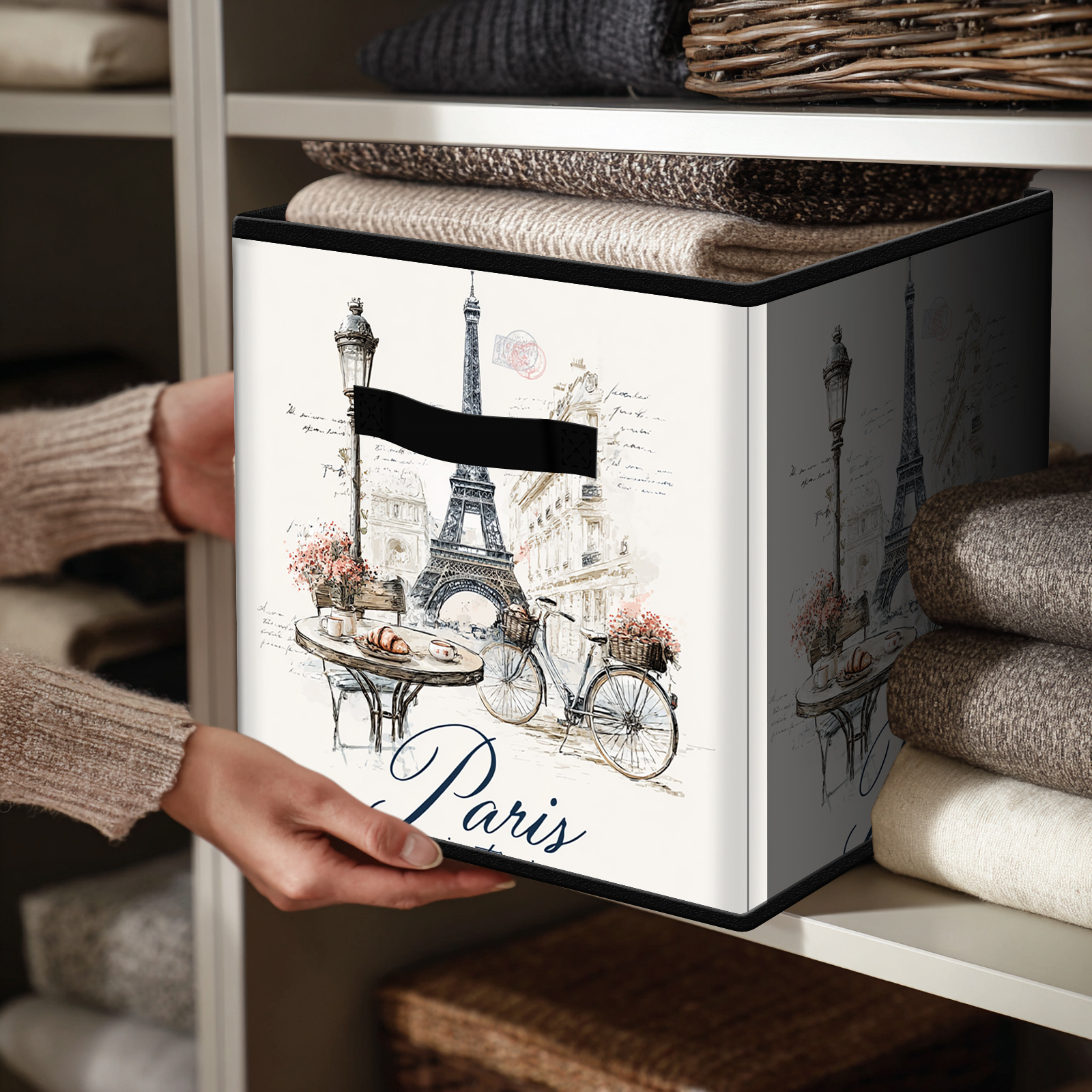 Collapsible Storage Box for Closets, Cube-Shaped