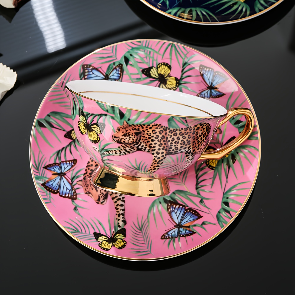 Lavish coffee cup, plate spoon, bone china material, 1 cup, 1 plate, 1 spoon Set