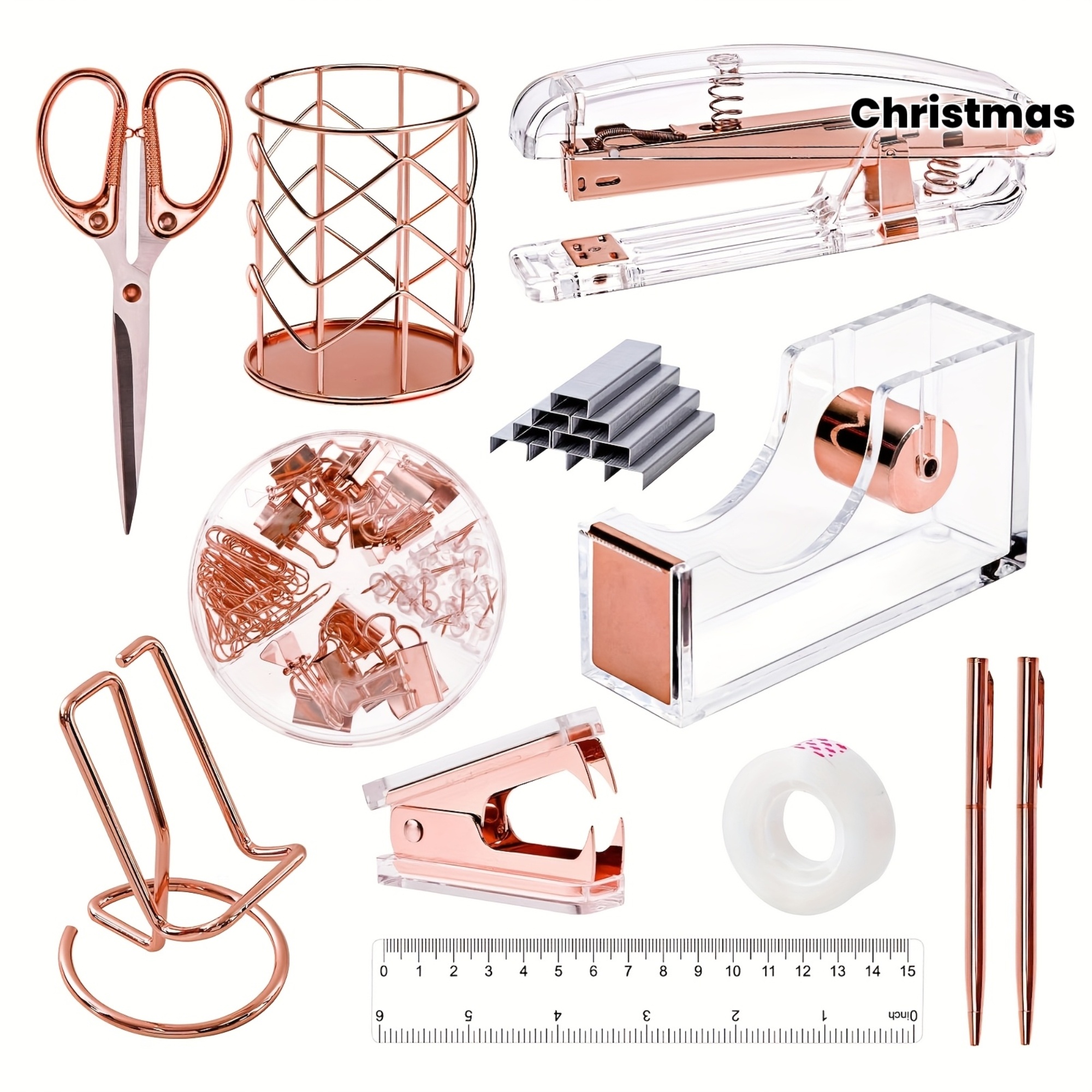 Rose Golden Desk Accessories for Home Set