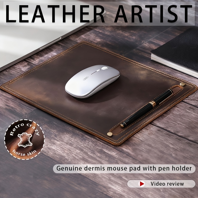 Deluxe Top-grain Cowhide Mouse Pad and Wrist Rest