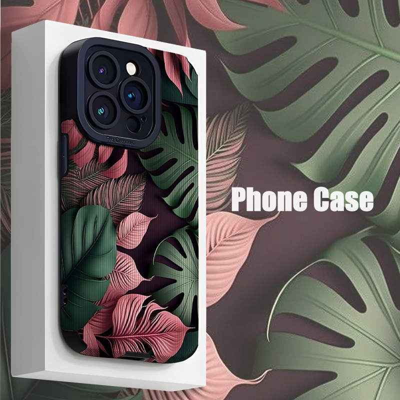 Elegant Pink Monstera Leaf Collage Pattern for iphone