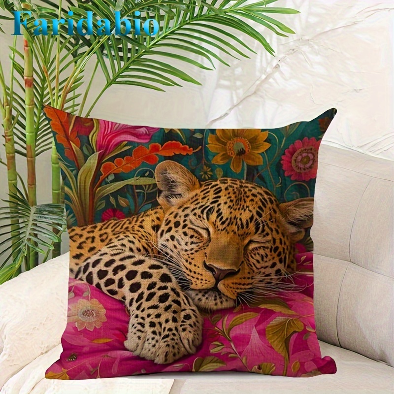 Faridabio Retro Leopard Pattern Cushion Cover + free gift