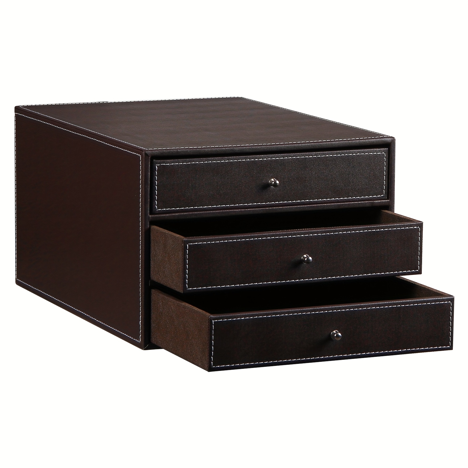 Leather Stackable Desktop Storage Drawer/Office Drawer Storage Cabinet for Files