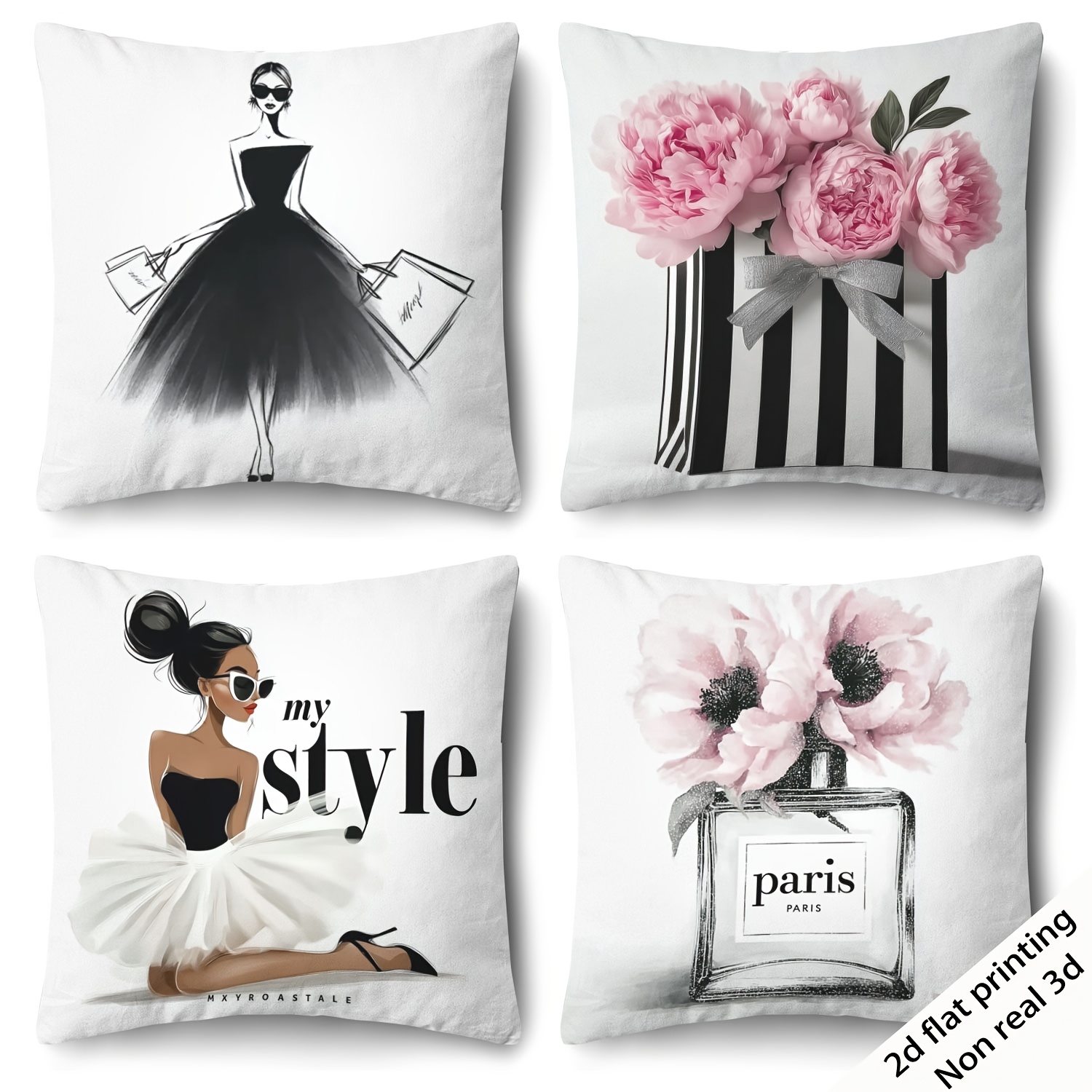 4pcs Set Fashionable Light Luxury Style Cushion Covers