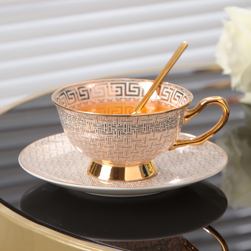 European retro luxury bone porcelain coffee cup and plate set