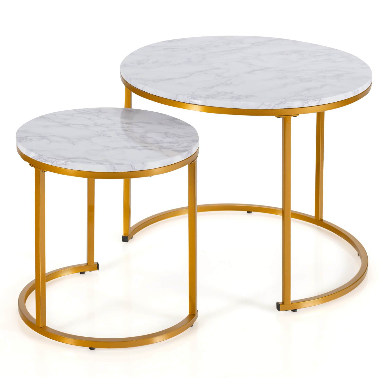 Set of 2 Round Space-saving Vintage End Tables