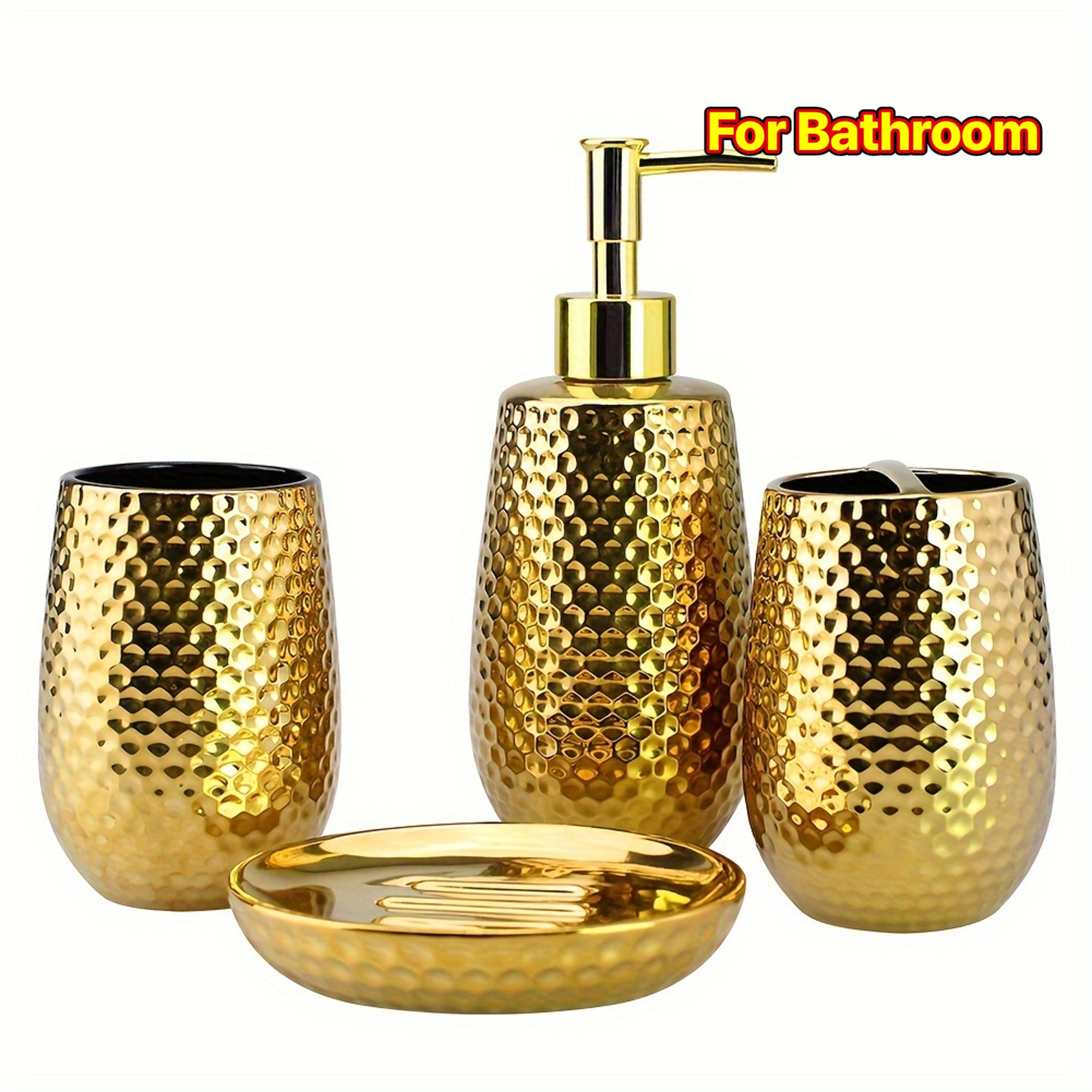 4pcs Golden Bathroom Accessory Set