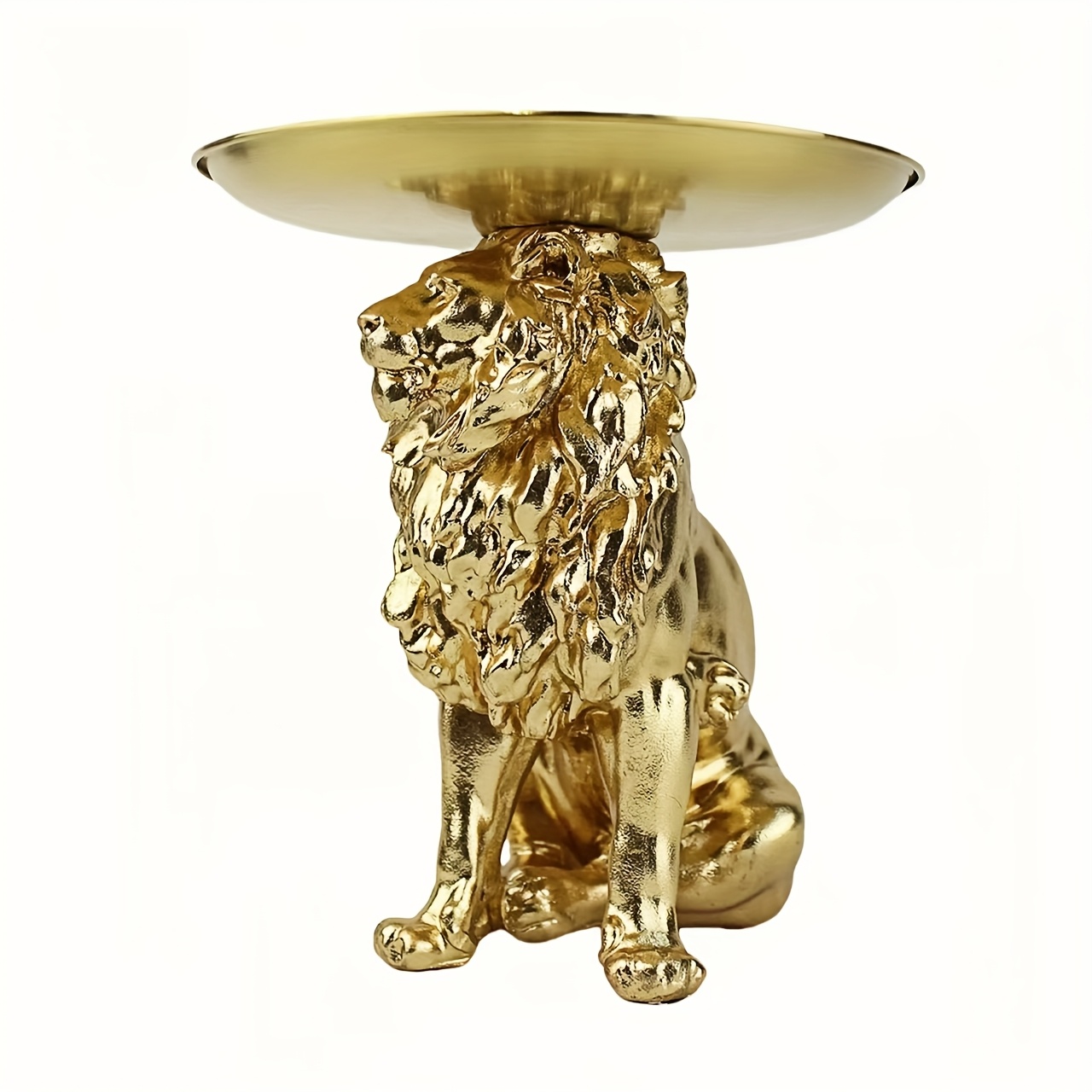 Decorative Tray Featuring a Golden Lion Statue
