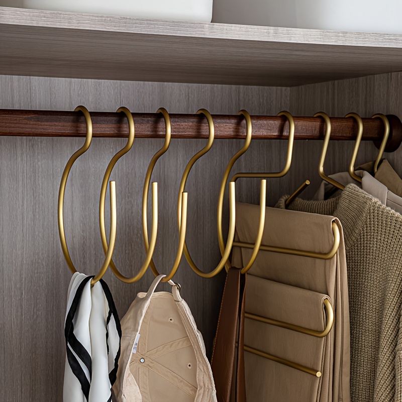 Set of 5 Golden S-Shaped Hooks, Versatile for Hanging Pants And Hats