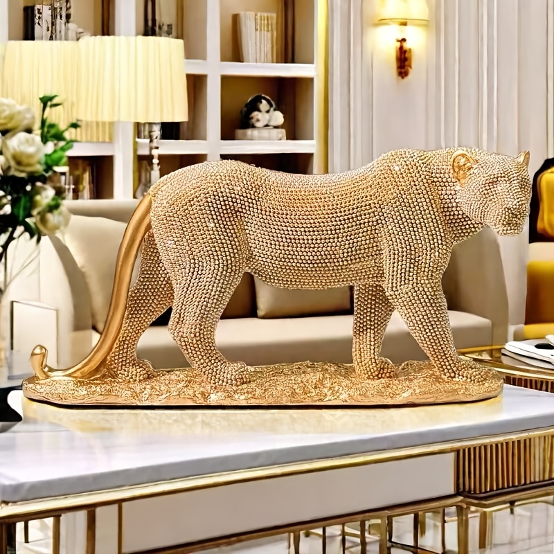 Glam Style Resin Leopard Statue, Fashion Theme Decor