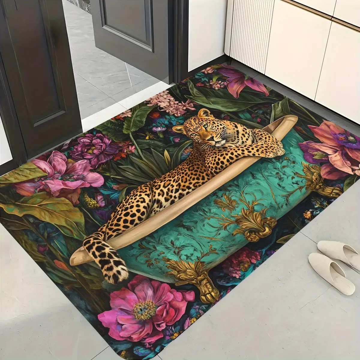 Luxurious Leopard-Print Bathroom, Ultra-Soft Flannel Non-Slip