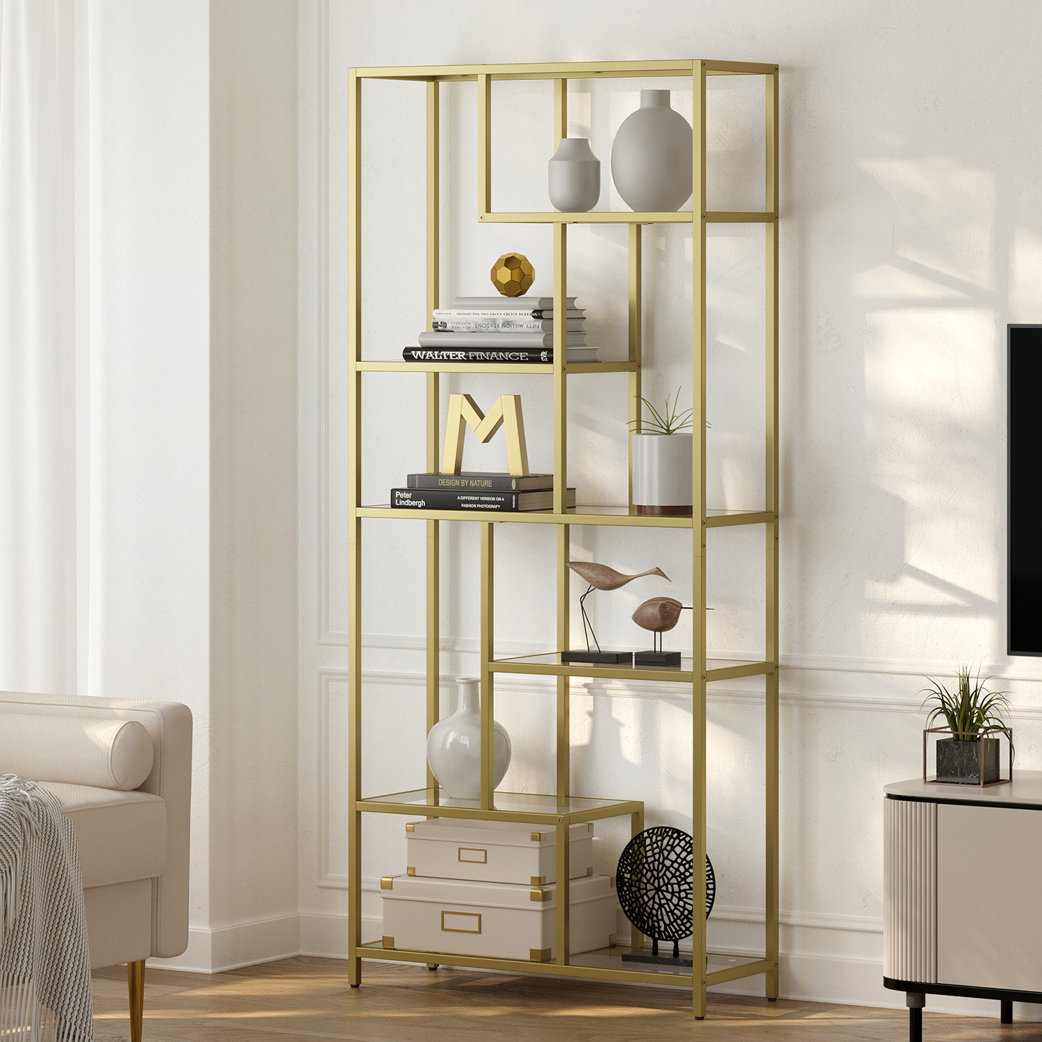 6-Tier Tall Bookcase, Display Shelf, Plant Stand