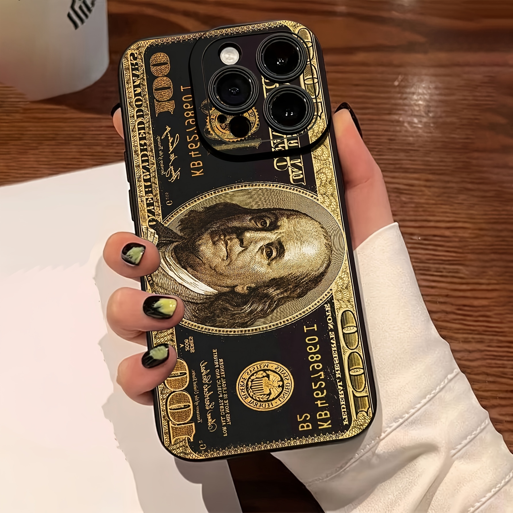 Gold-Printed Black Matte Full-Cover Shockproof Phone Case + free gift