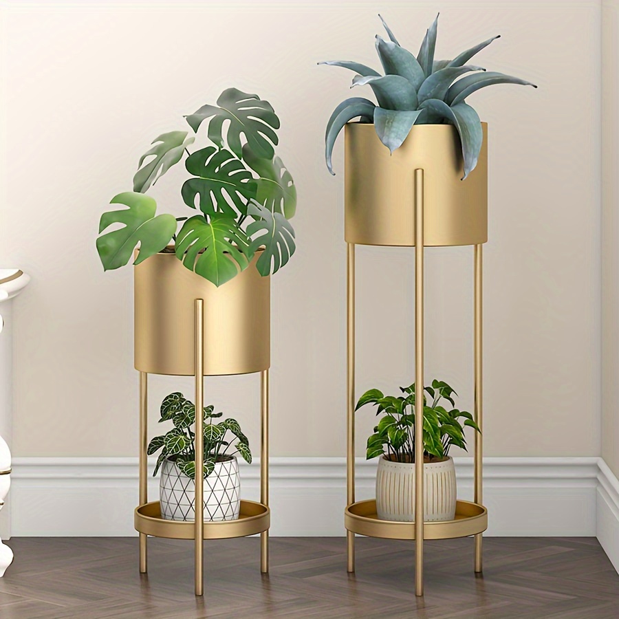Modern Golden Double-Layer Iron Flower Stand