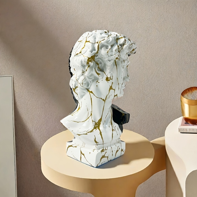 David Plaster Statue Sculpture Nordic Half-Body Figure Decor