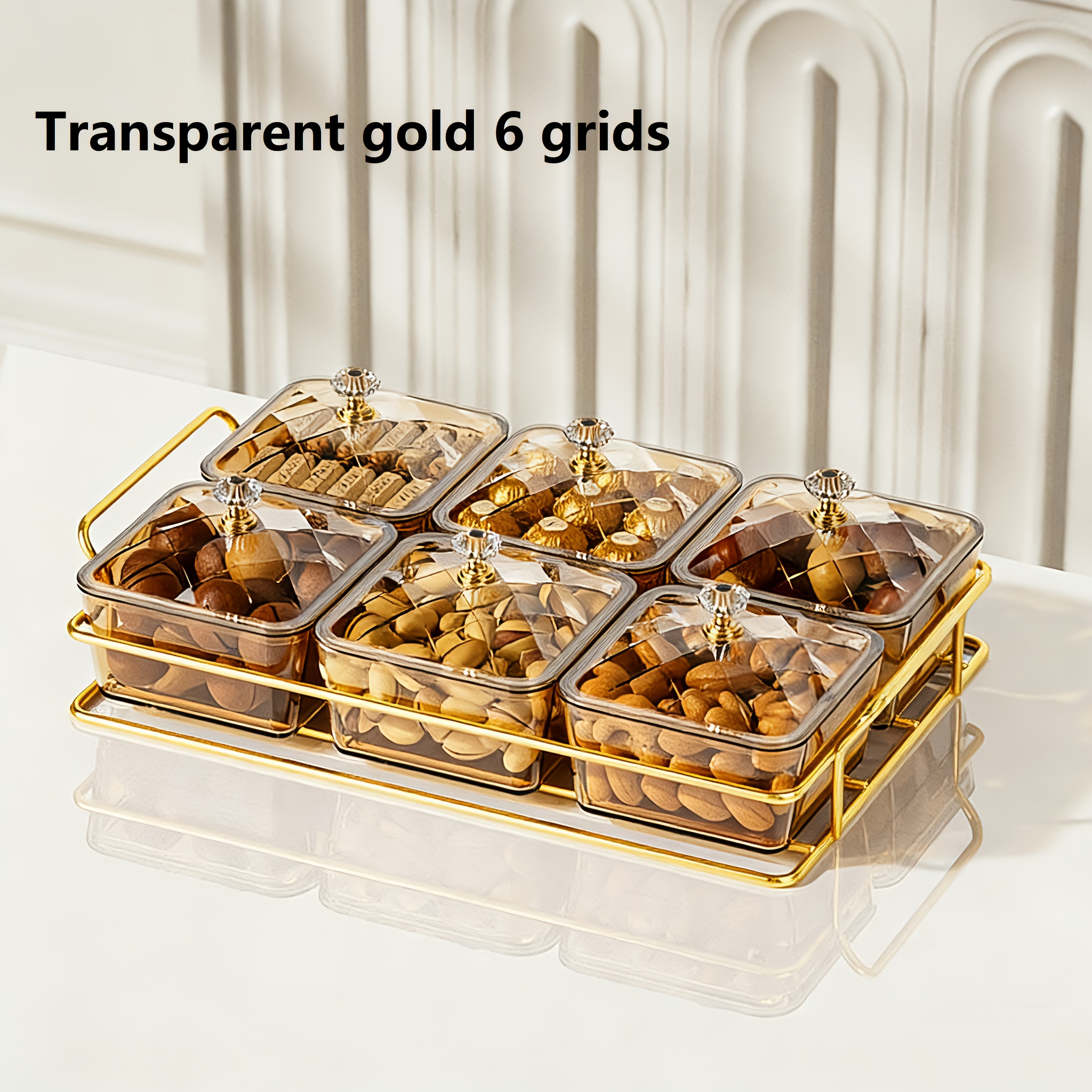 2/4/6pcs Elegant Transparent Luxury Candy Box Compartment Tray