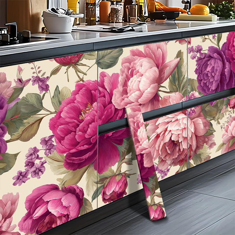 Luxe Pink Floral Pattern 2D Flat Self-Adhesive Wallpaper
