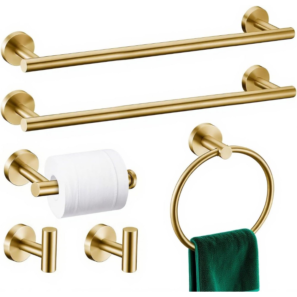 6pcs Brushed Golden Bathroom Hardware Accessories Set