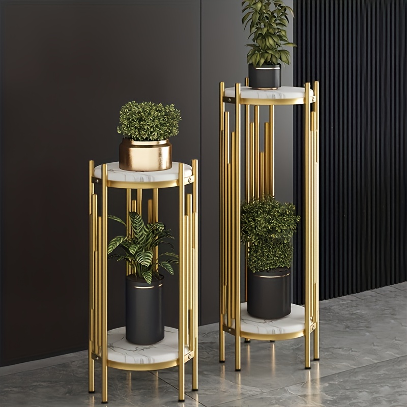 Golden Light Luxury Double-layer Iron Plant Stand