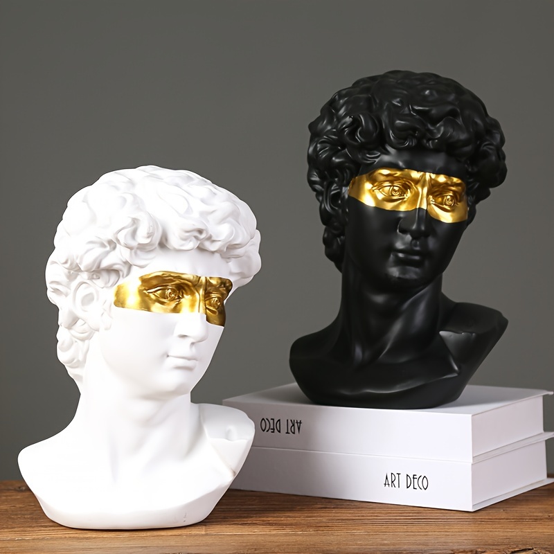 Elegant Nordic-Style David Sculpture with Golden Accents