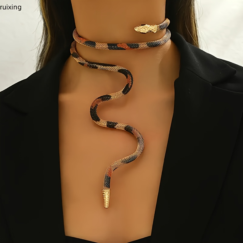 Creative Iron Wire Graffiti Snake Necklace | 18K Golden Plated