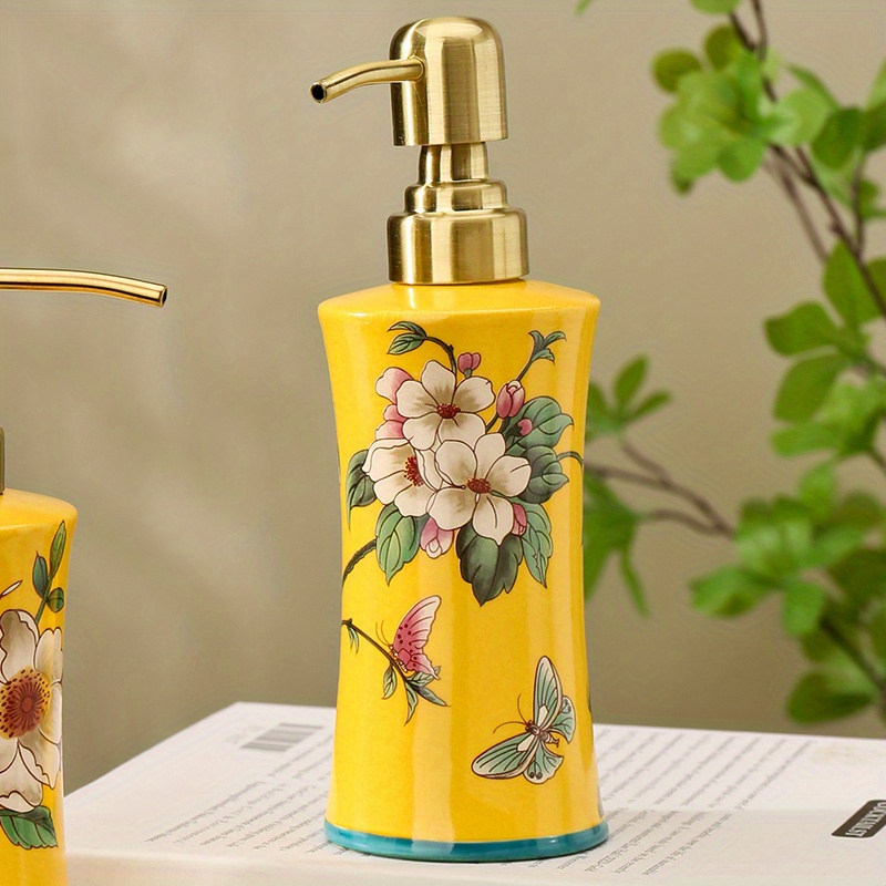 Midcentury Vintage Floral Ceramic  Bottle