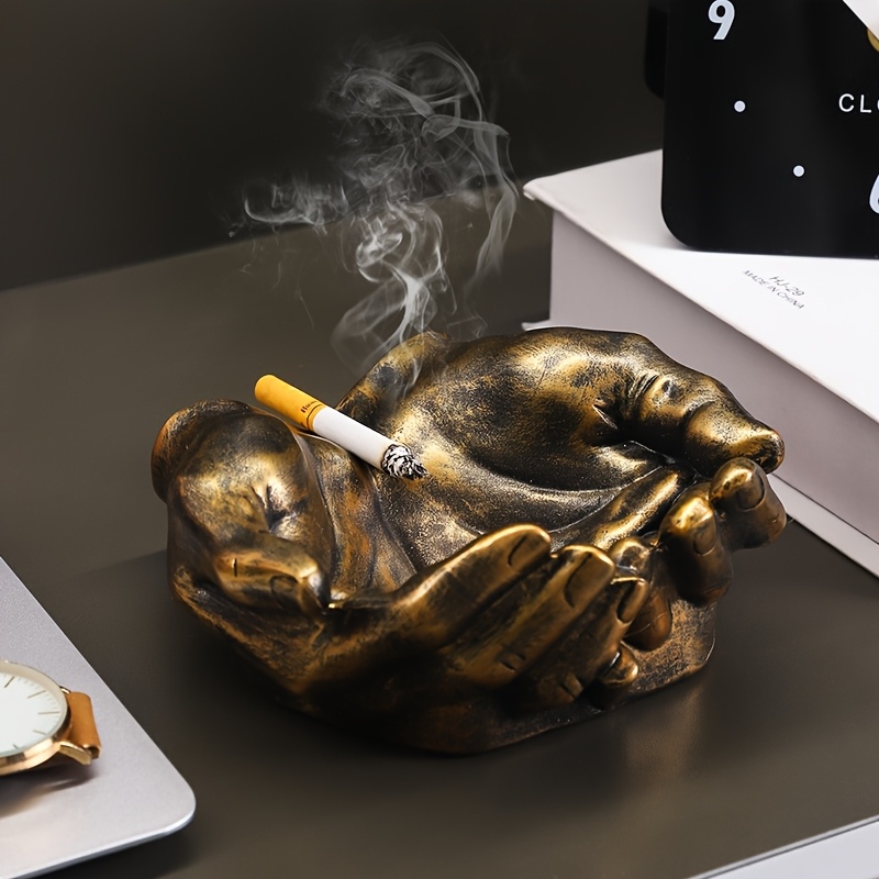 Gold Hand-Held Ashtray for Stress Relief